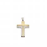 Croce in oro giallo k14 opaco e oro bianco k14 (code H1886)